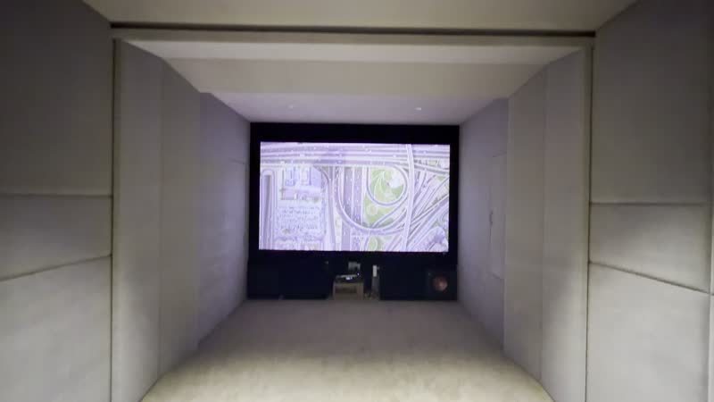 Finished SLV cinema room with screen and acoustic wall panels